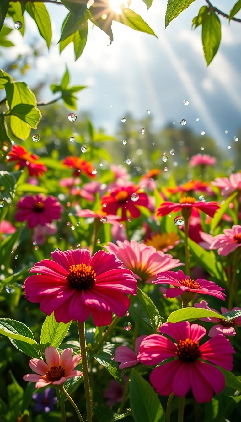 Best Serene AI Spring Rain Garden Phone Dynamic Background
